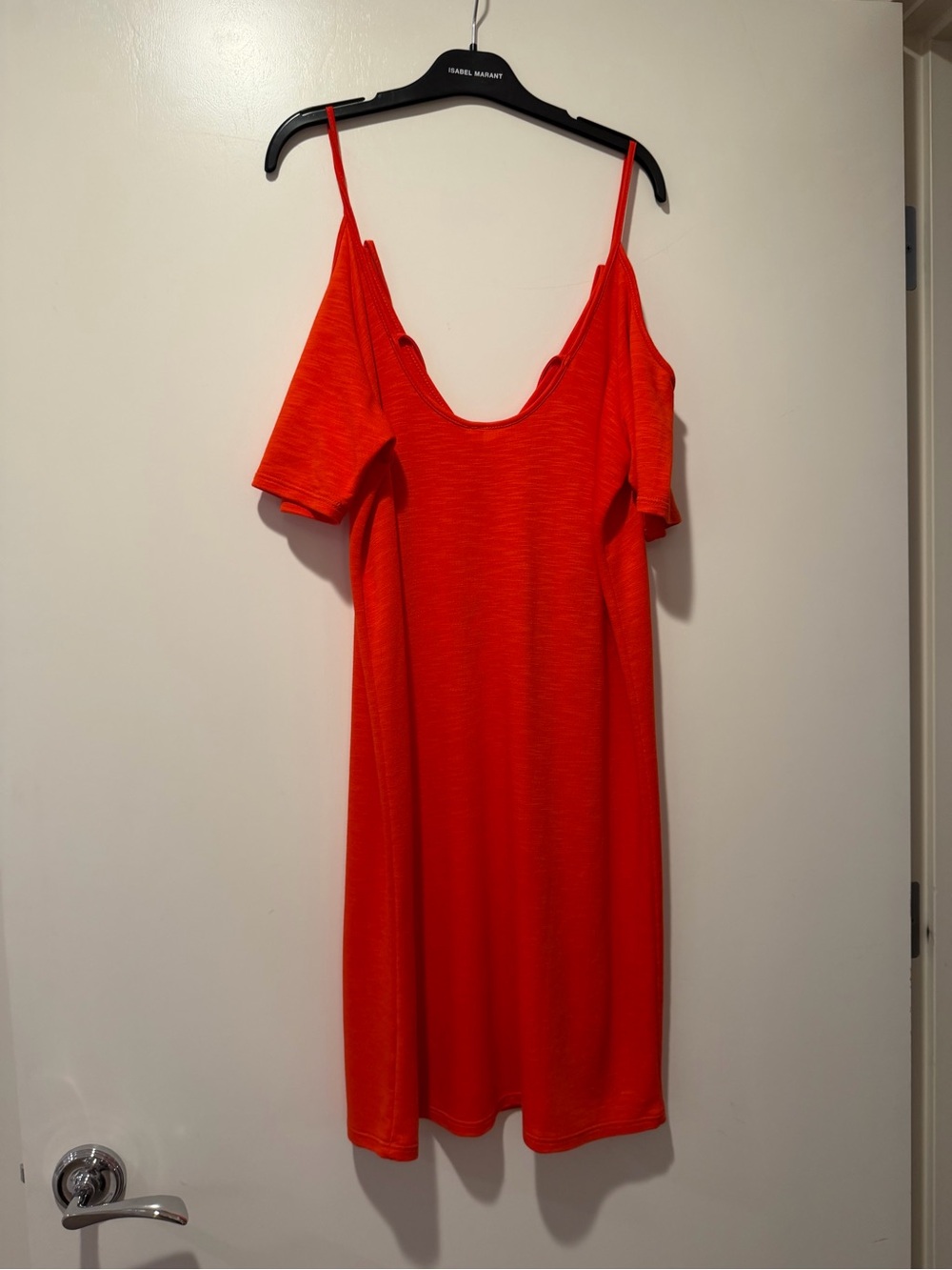 Red Cold-Shoulder Slip Dress